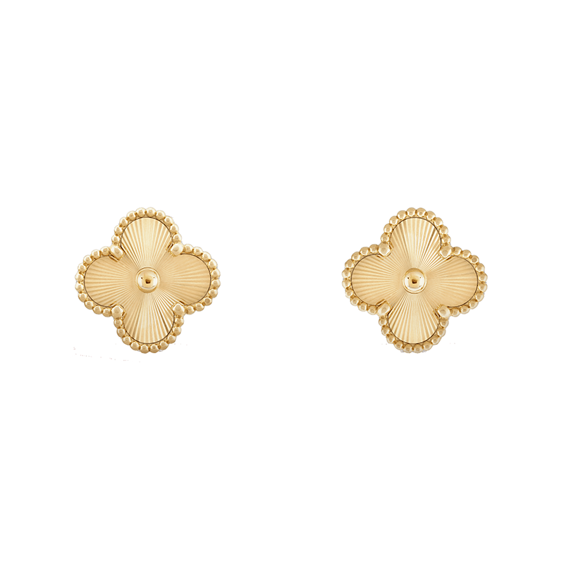 18K Van Cleef & Arpels VCA Vintage Alhambra Yellow Gold Earrings