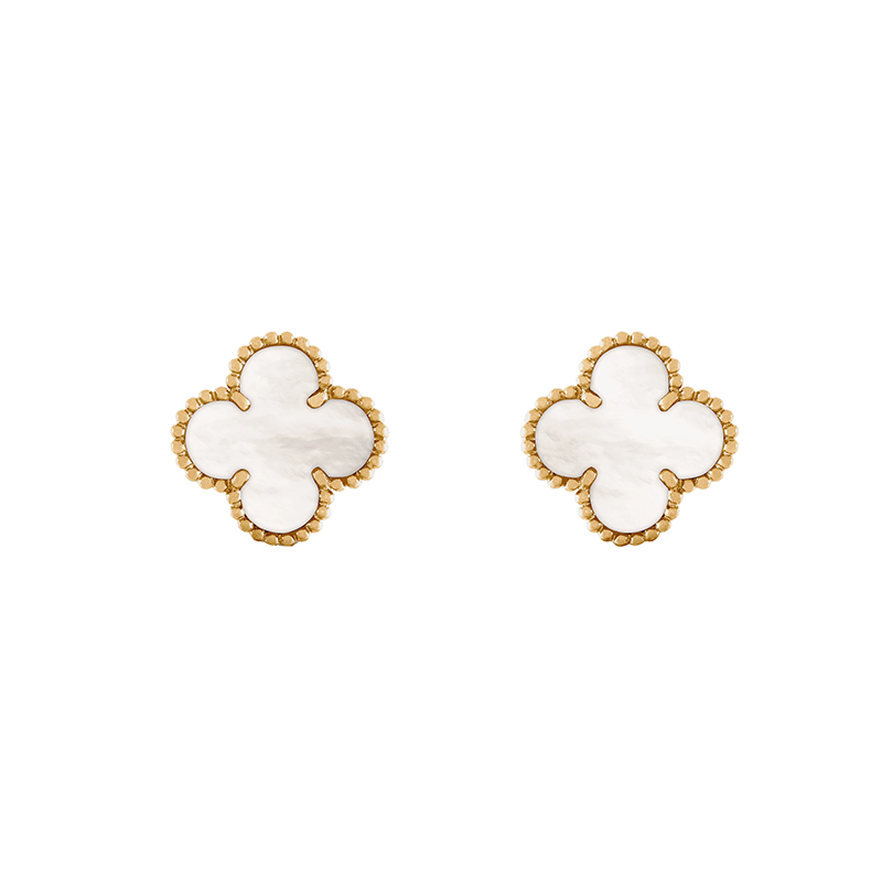 18K Van Cleef & Arpels Vintage Alhambra Mother-Of-Pearl Earrings
